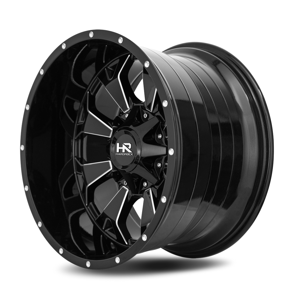 Aluminum Wheels Devastator 20x10 8x165.1 -19 125.2 Gloss Black Milled Hardrock Offroad