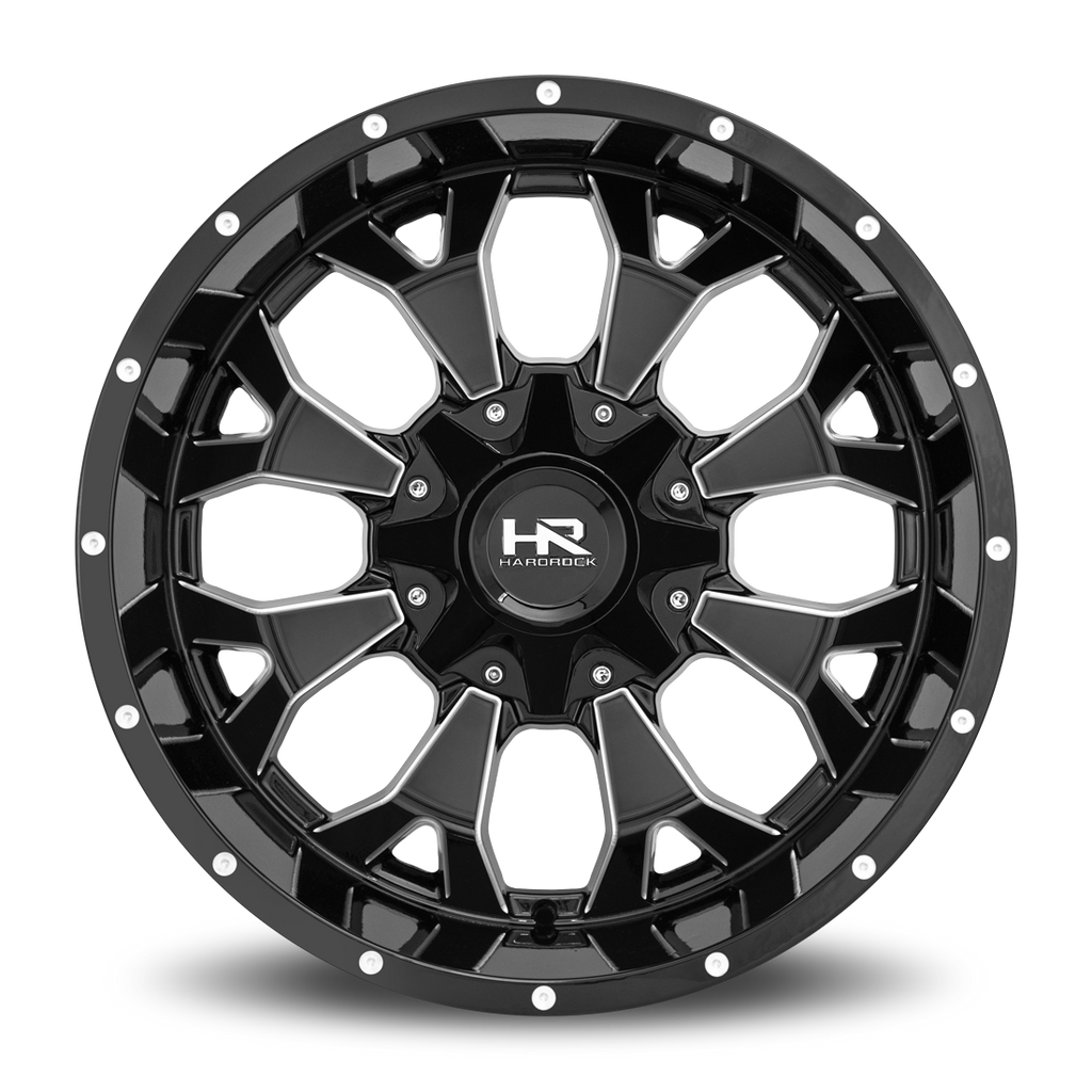 Aluminum Wheels Devastator 20x10 5x150/139.7 -19 110.3 Gloss Black Milled Hardrock Offroad