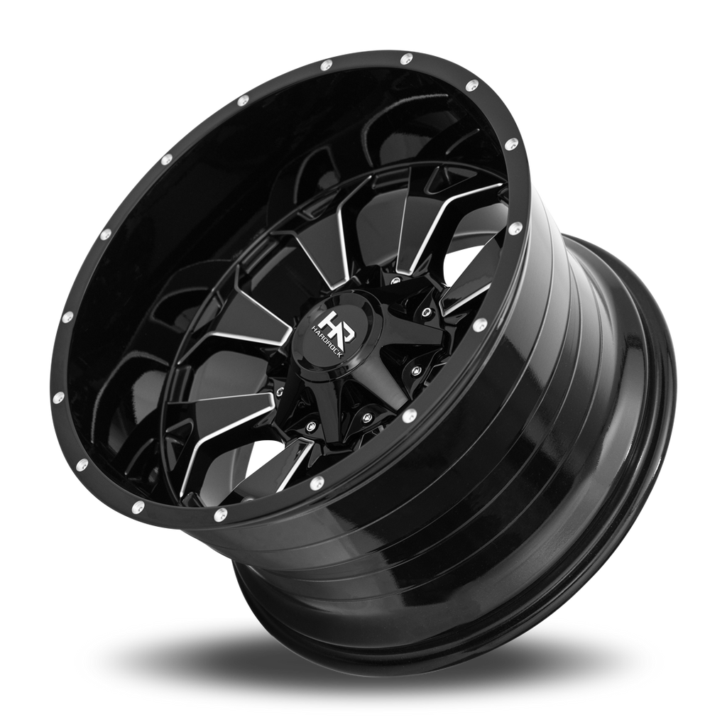 Aluminum Wheels Devastator 20x10 5x150/139.7 -19 110.3 Gloss Black Milled Hardrock Offroad