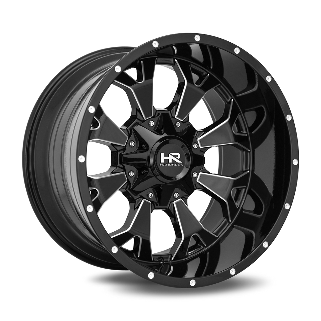 Aluminum Wheels Devastator 20x12 5x150/139.7 -51 110.3 Gloss Black Milled Hardrock Offroad