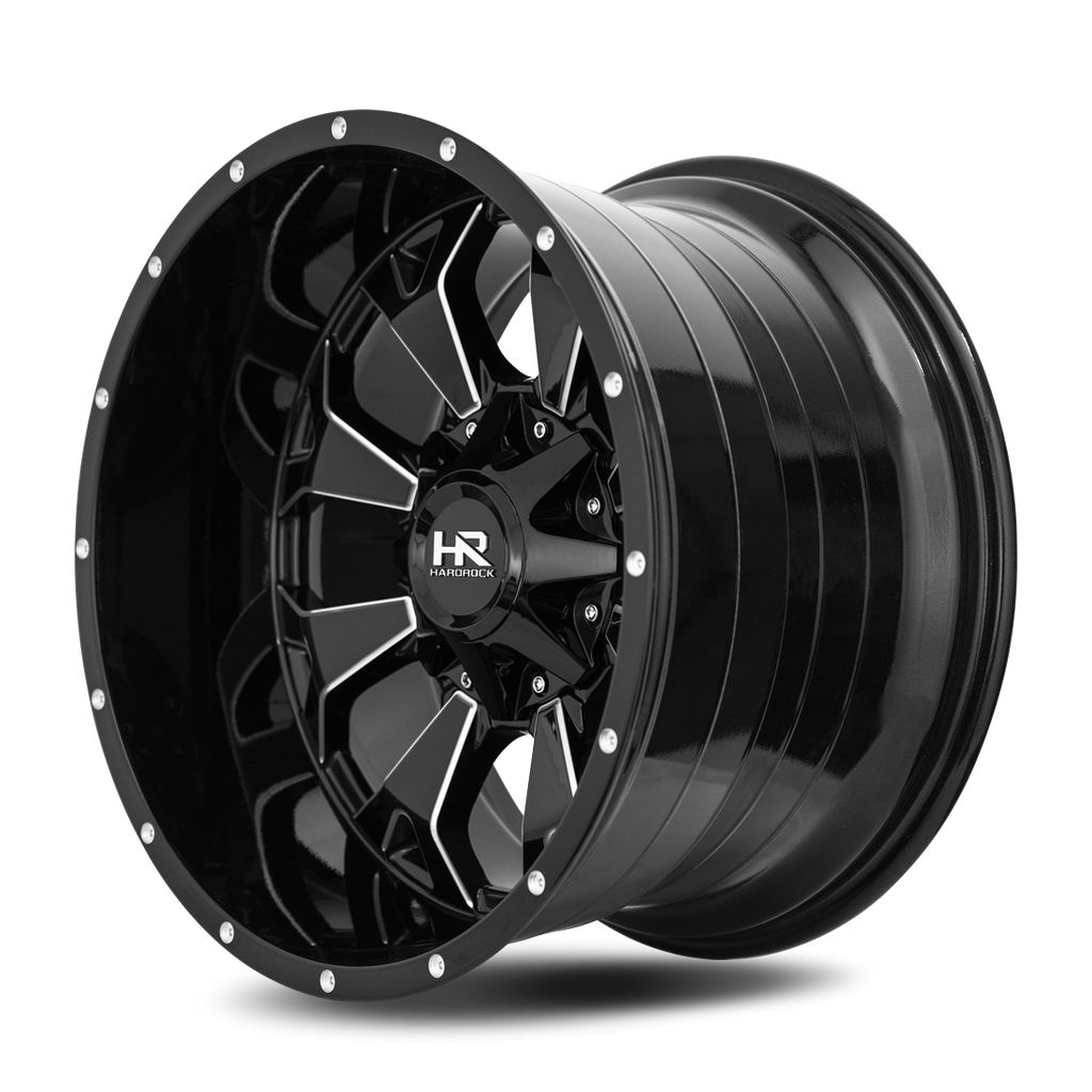 Aluminum Wheels Devastator 22x10 8x165.1 -25 125.2 Gloss Black Milled Hardrock Offroad