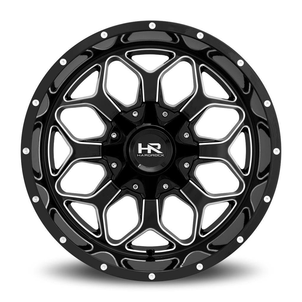 Aluminum Wheels Indestructible 20x12 5x150/139.7 -51 110.3 Gloss Black Milled Hardrock Offroad