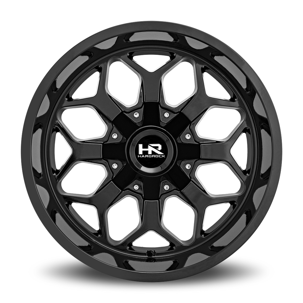 Aluminum Wheels Indestructible 22x10 5x150/139.7 -25 110.3 Gloss Black Hardrock Offroad